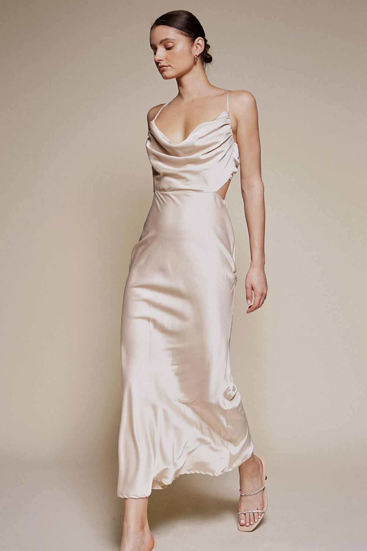 Champagne Toast Satin Dress - Final Sale