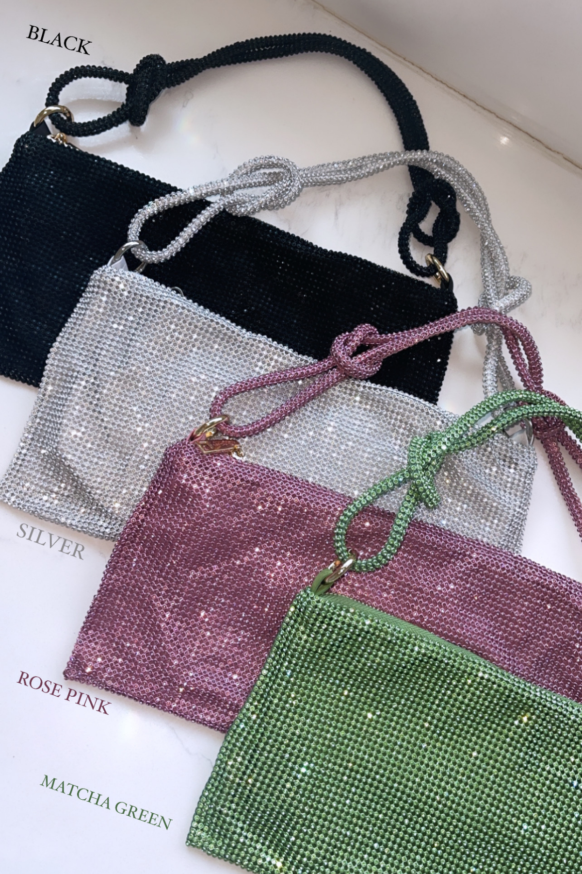 Knotted Starlight Rhinestone Bag (Rose Pink)