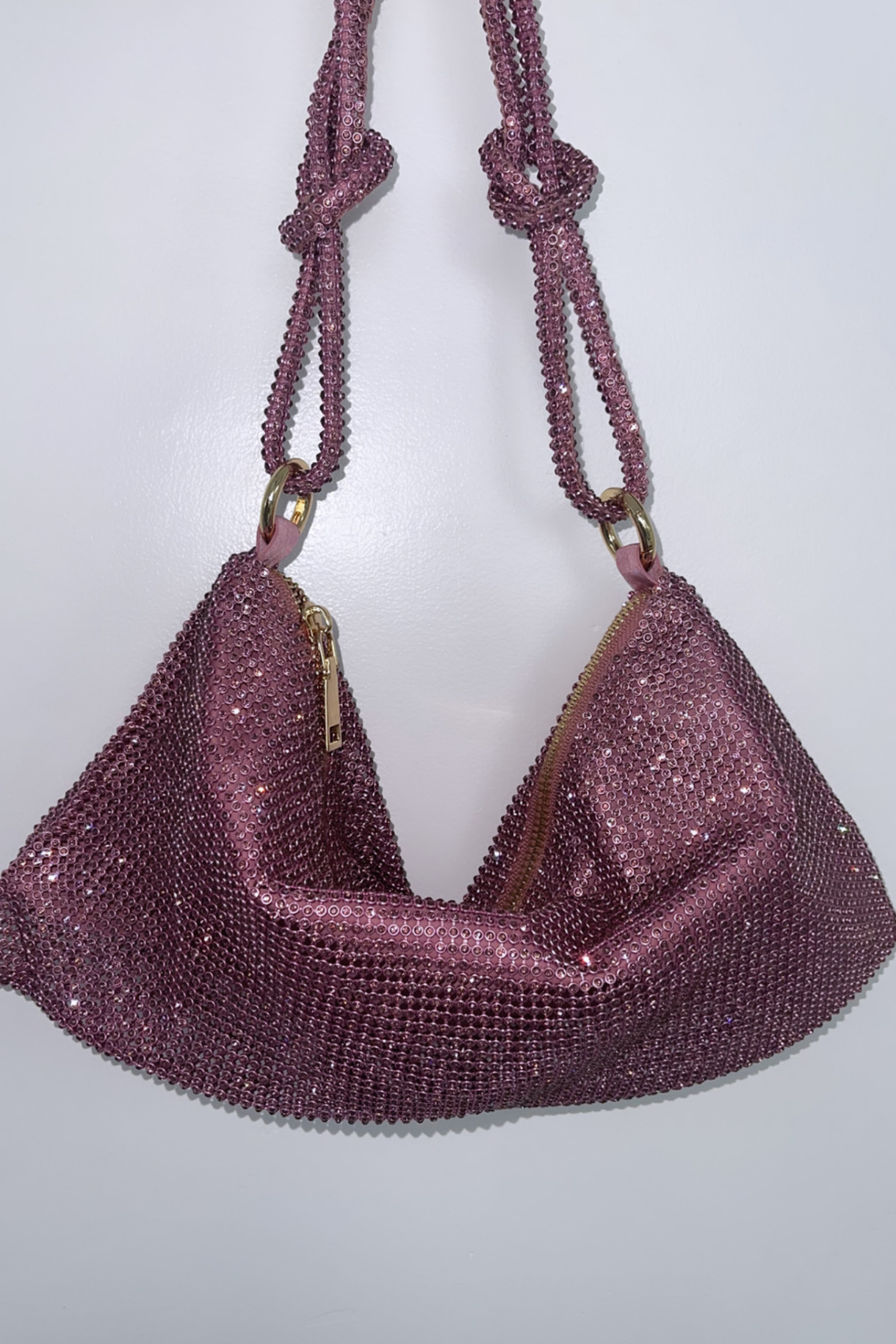 Knotted Starlight Rhinestone Bag (Rose Pink)