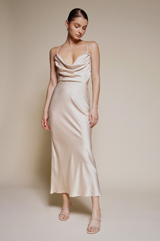 Champagne Toast Satin Dress - Final Sale