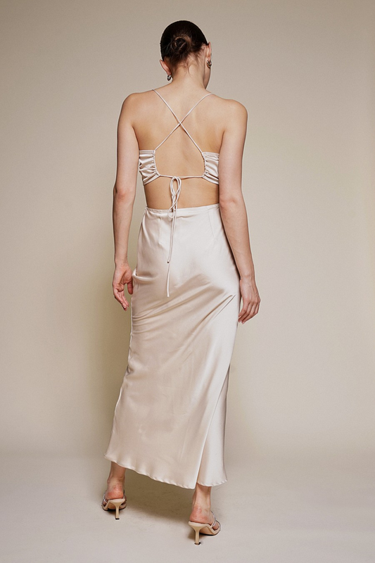 Champagne Toast Satin Dress - Final Sale