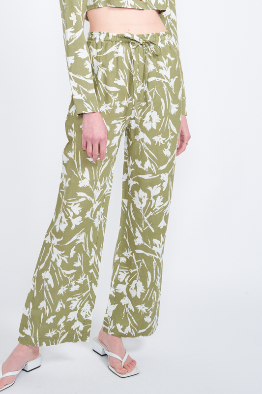 Sage Floral Pants