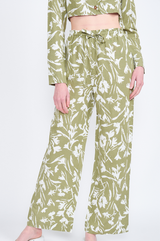 Sage Floral Pants