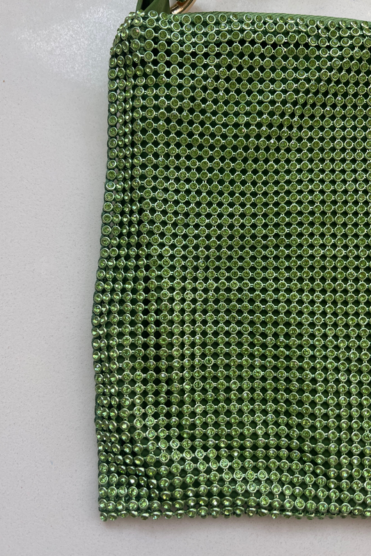 Knotted Starlight Rhinestone Bag (Matcha Green)