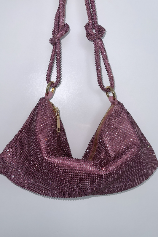 Knotted Starlight Rhinestone Bag (Rose Pink)