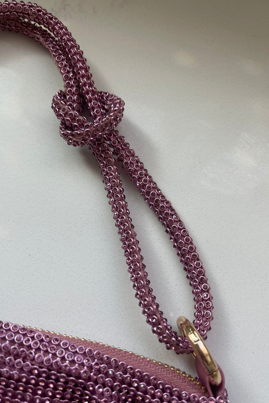 Knotted Starlight Rhinestone Bag (Rose Pink)