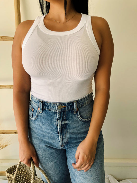 Venice Ribbed Tank (White)