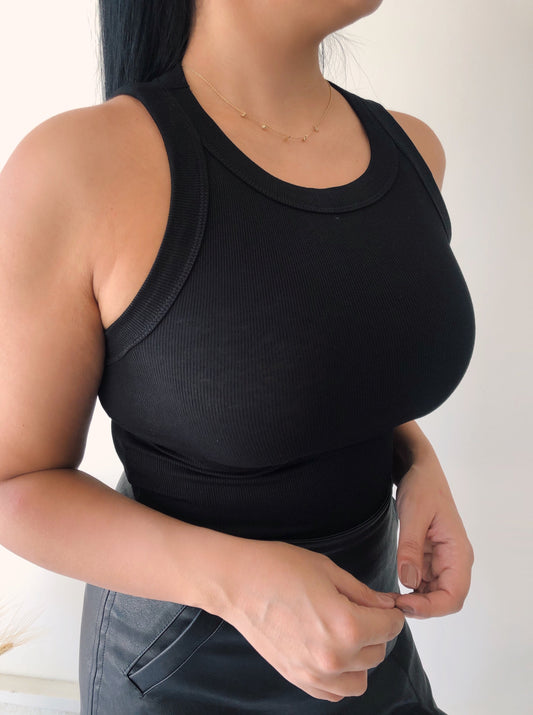 Venice Ribbed Tank (Black)