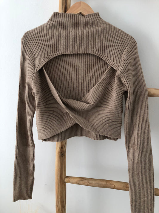 Verona Ribbed Top (Taupe) - Final Sale