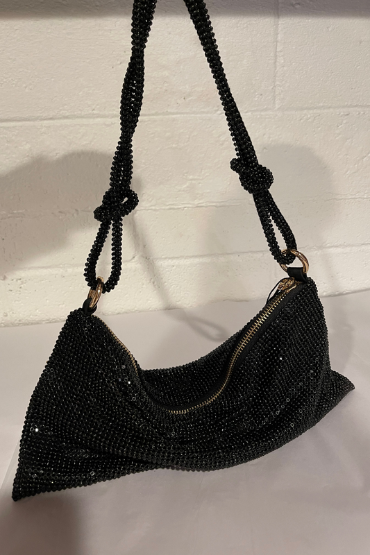 Knotted Starlight Rhinestone Bag (Black)